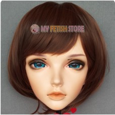 (MIU)Crossdress Boy/Male Resin Half Head Man Cartoon Character Kigurumi Mask With BJD Eyes Cosplay Anime Role Lolita Doll Mask